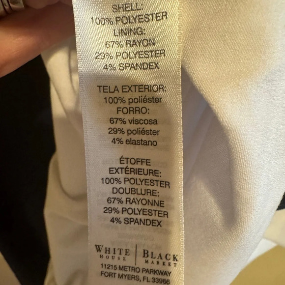 White House Black Market Navy White Asymmetrical Sleeveless Top Sz M - Picture 7 of 10